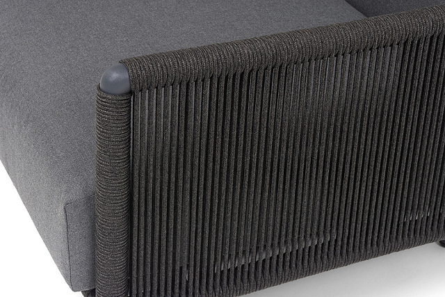 Кресло 4SIS Джелло, каркас алюминий темно-серый (RAL7024) муар, роуп темно-серый круглый, ткань темно-серая 027 