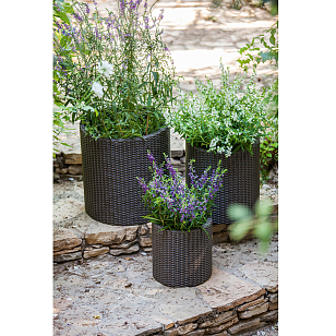 Цилиндрическое кашпо Keter 3 size (3 шт.) Цвет: антрацит, уличное оборудование