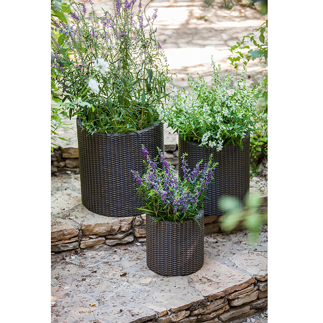 Цилиндрическое кашпо Keter 3 size (3 шт.) Цвет: антрацит 