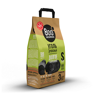 Уголь кусковой 800 DEGREES LUMP CHARCOAL, 3 КГ для приготовления пищи Уголь кусковой 800 DEGREES LUMP CHARCOAL, 3 КГ для сада