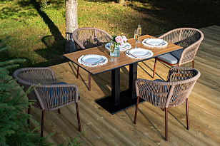 Обеденная группа 4SIS Каффе Дабл, цвет "дуб", садовая мебель
