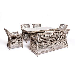 Обеденная группа 4SIS Катания на 6 персон, цвет бежевый, садовая мебель