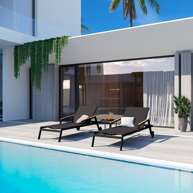 Шезлонг Ideal Patio Sponda Цвет: карбон, серый 