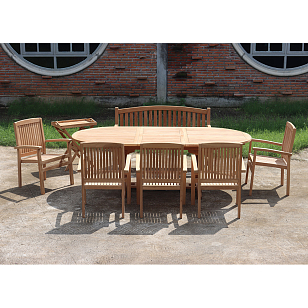 Обеденная группа из тика Lite Marsala, садовая мебель