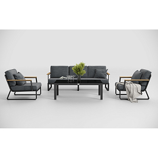 Лаунж зона Gardenini Premium Voglie Long Карбон / Темно-серый для дачи Лаунж зона Gardenini Premium Voglie Long Карбон / Темно-серый, садовая мебель