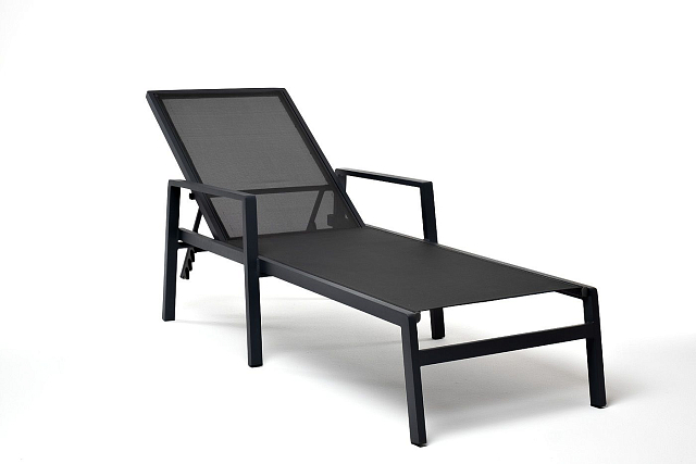 Шезлонг 4SIS Парма, цвет темно-серый (RAL7024) муар, ткань темно-серая 