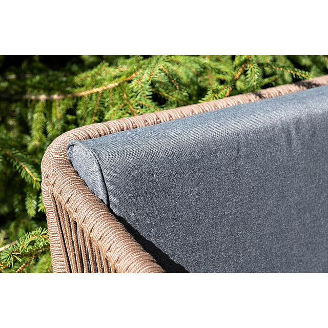 Лаунж-зона 4SIS Канны 4-местная со столиком Канны, основание "дуб", роуп коричневый, столешница "серый гранит" 