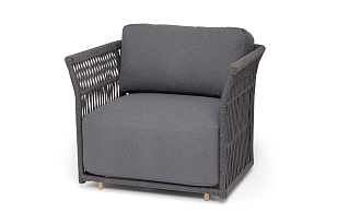 Кресло 4SIS Лугано, темно-серый муар, роуп темно-серый, ткань темно-серая, садовая мебель