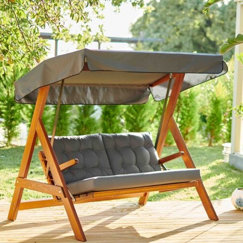 Качели двухместные Lite Paris с серыми подушками 