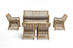 Лаунж-зона 4SIS Асти на 6 персон, цвет соломенный, садовая мебель