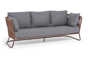 Диван 4SIS Багамы 3-местный, каркас коричневый муар, роуп BZ23-ED31, ткань темно-серая, садовая мебель