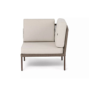 Модуль угловой 4SIS Канны, каркас коричневый (RAL8016) муар, роуп коричневый, ткань бежевая 035, садовая мебель