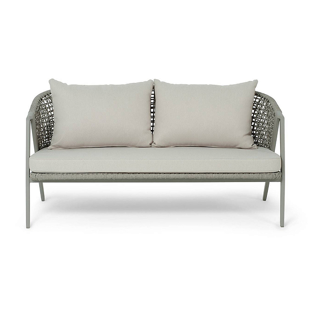 Диван 4SIS 2-местный Амстердам, каркас под дерево, роуп серый, ткань бежевая 