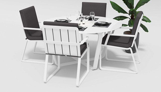 Обеденная зона Gardenini Primavera Белый / Антрацит с стульями Voglie Armrest 