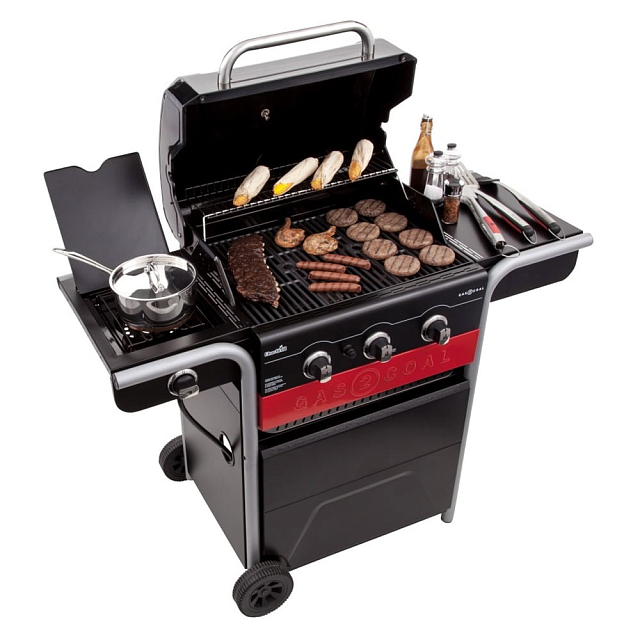 угольный + газовый гриль char-broil hybrid gas2coal