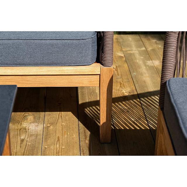 Лаунж-зона 4SIS Канны 4-местная со столиком Канны, основание "дуб", роуп коричневый, столешница "серый гранит" 