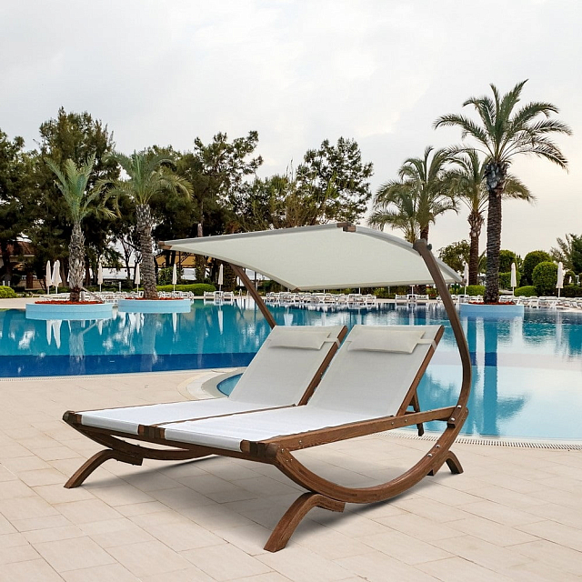 Шезлонг лежак двухместный Lite Milan White 