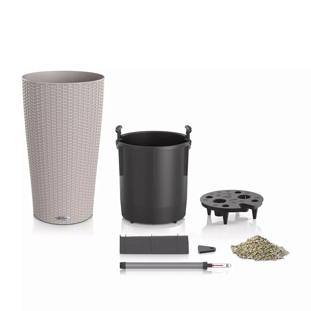 Кашпо с автополивом Lechuza Cilindro Cottage 23 Цвет: светло-серый 