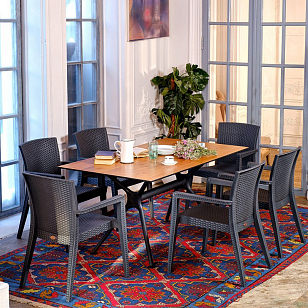 Обеденный комплект Modus темно-серый на 6 персон для дачи Обеденный комплект Modus темно-серый на 6 персон, садовая мебель