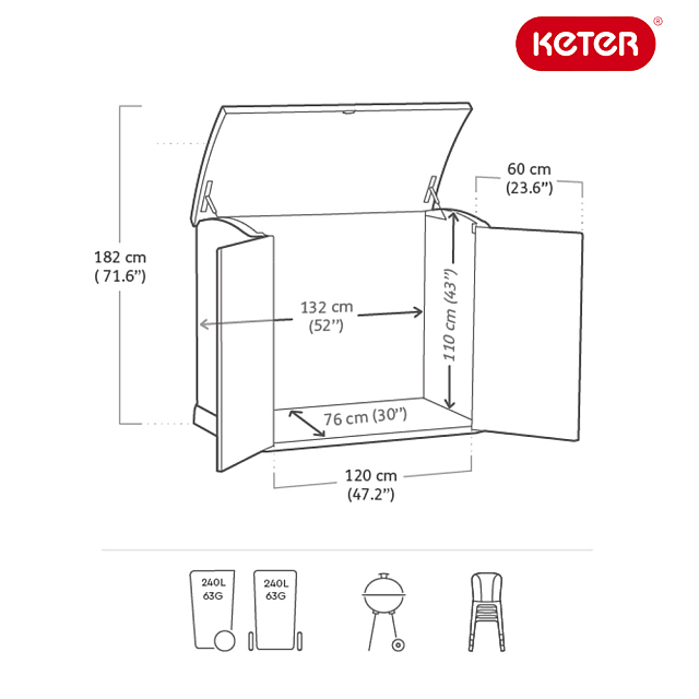 Уличная тумба Keter Store it out Arc 1200 л 