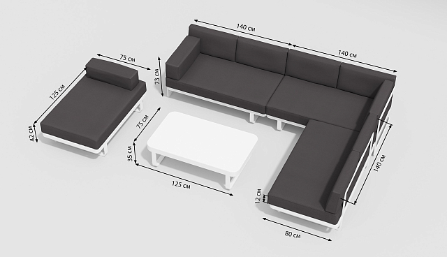 Лаунж зона Gardenini Hacienda Белый / Антрацит 