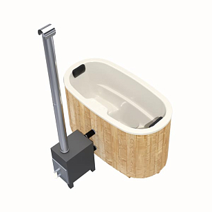 Купель с печкой Baltresto Oval 1.85 х 0.95 м белая, уличное оборудование