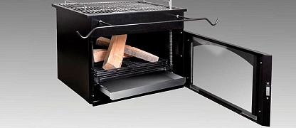 Поддон для дров с подъемным механизмом и поворотной ручкой регулировки высоты