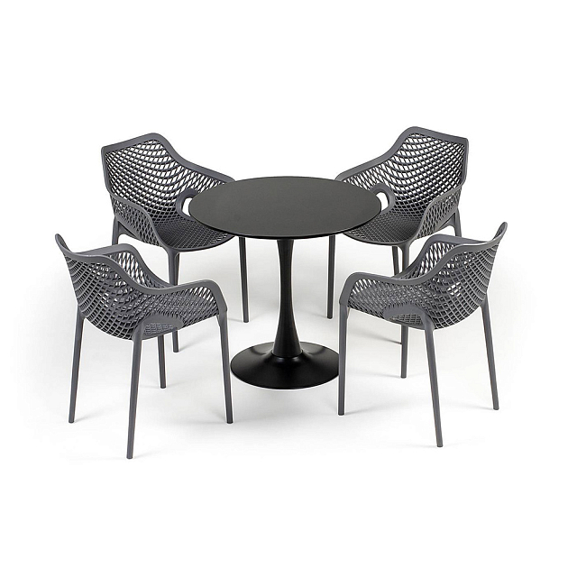 Обеденная группа 4SIS Беллини на 4 персоны, цвет темно-серый 