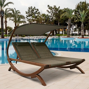 Двухместный лежак Lite Milan Khaki, садовая мебель