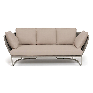 Диван 4SIS Фиджи 3-местный, каркас светло-серый муар, роуп серый меланж, ткань Mossle бежевая, садовая мебель