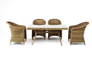 Обеденная группа 4SIS Латте-140 R, цвет соломенный, садовая мебель