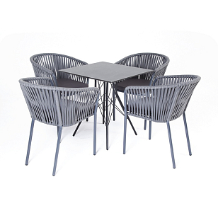 Обеденная группа 4SIS Конте-В с квадратным столом, цвет серый гранит, садовая мебель