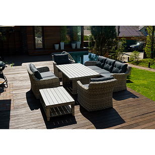 Лаунж зона Lite Venezia (2 дивана, 2 стола, 2 кресла) Цвет: серый, садовая мебель