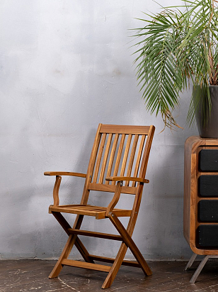 Стул из акации Joygarden Oxford складной с подлокотниками, садовая мебель