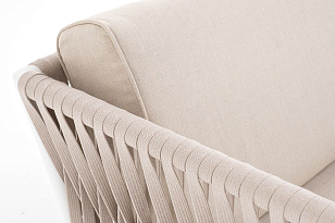 Кресло 4SIS Касабланка, каркас белый муар, роуп бежевый, ткань бежевая для дачи Кресло 4SIS Касабланка, каркас белый муар, роуп бежевый, ткань бежевая, садовая мебель