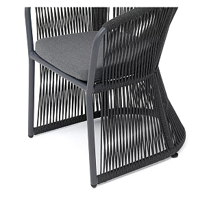 Стул из роупа 4SIS Романо, каркас темно-серый муар, роуп темно-серый, ткань темно-серая 027, садовая мебель