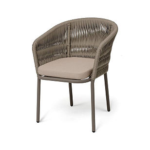 Стул 4SIS Бордо каркас бежево-серый муар, роуп серо-коричневый колос, ткань Mossle бежевая для дачи Стул 4SIS Бордо каркас бежево-серый муар, роуп серо-коричневый колос, ткань Mossle бежевая, садовая мебель