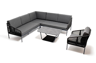 Лаунж-зона модульная угловая 4SIS Канны из роупа, цвет темно-серый для дачи Лаунж-зона модульная угловая 4SIS Канны из роупа, цвет темно-серый, садовая мебель