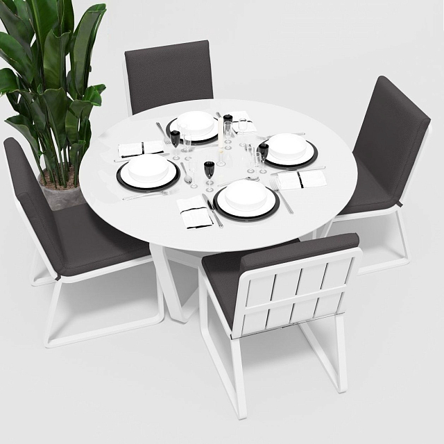 Обеденная зона Gardenini Primavera Белый / Антрацит с стульями Voglie 