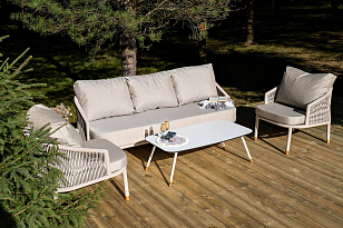 Лаунж-зона 4SIS Верона 5-местная, каркас белый, роуп бежевый, садовая мебель