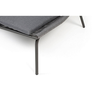 Кресло 4SIS Авиньон, каркас серый муар, роуп серый, ткань темно-серая, садовая мебель