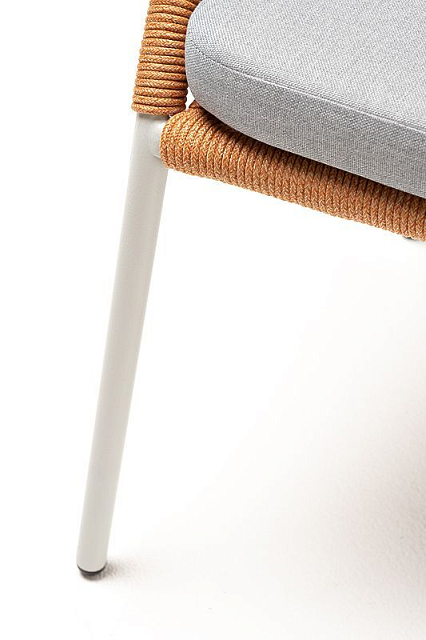 Стул 4SIS Милан из роупа, каркас светло-серый муар, роуп оранжевый меланж, ткань светло-серая 