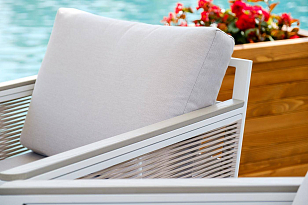 Кресло 4SIS Сан Ремо, каркас, каркас белый, роуп бежевый, ткань бежевая