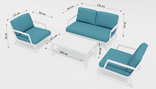 Лаунж зона Gardenini Voglie Белый / Голубой, садовая мебель