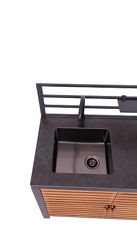 Модульная летняя кухня Brafab Bellac угловая с ручками из тика для приготовления пищи Модульная летняя кухня Brafab Bellac угловая с ручками из тика для сада