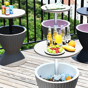 Стол мини-бар пластиковый Tagliamento Belle тортора, садовая мебель