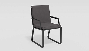 Обеденная зона Gardenini Malia 180 Карбон / Антрацит со стульями Voglie Armrest, садовая мебель