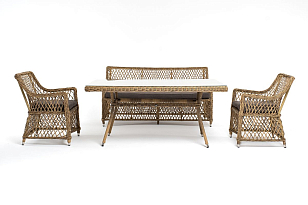 Обеденная группа 4SIS Катания на 4 персоны, цвет соломенный, садовая мебель