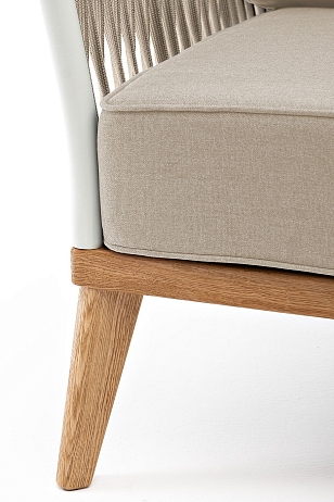 Кресло 4SIS Касабланка, основание дуб, каркас светло-серый муар, роуп серо-коричневый, ткань бежевая 052 для дачи Кресло 4SIS Касабланка, основание дуб, каркас светло-серый муар, роуп серо-коричневый, ткань бежевая 052, садовая мебель