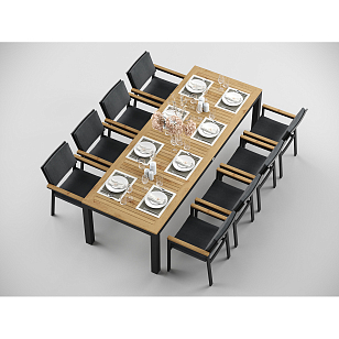 Обеденная зона Gardenini Premium Bella 280 Карбон / Темно-серый со стульями Premium Bella, садовая мебель